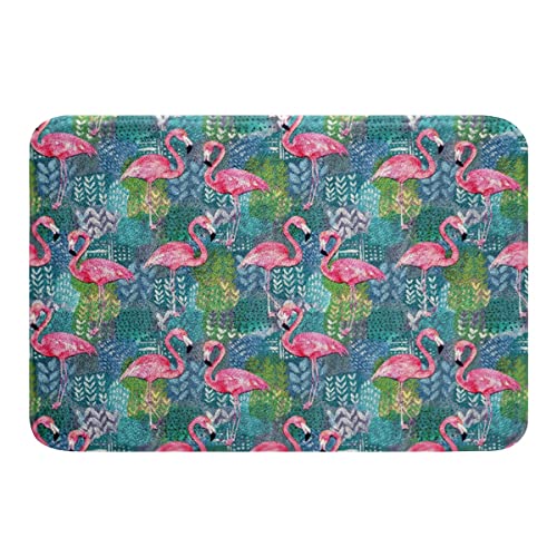 Loussiesd Flamingo Badematte 50x80cm Äste Tier rutschfest Badezimmerteppich Weich Wasser...