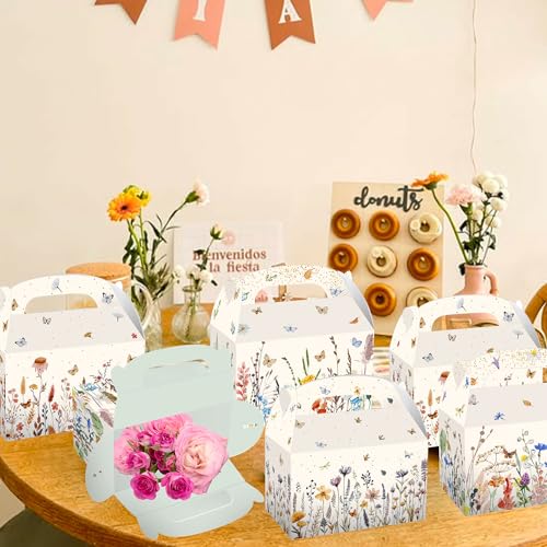 12 PCS Wildflower Party Treat Boxes Flower Party Favor Gift Box Wildflower Theme Candy Goodies Bags for Floral Bridal Baby Shower Birthday Wedding Party Supplies - Image 6