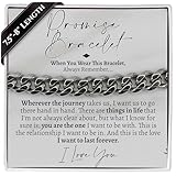Love You This Much Promise Cuban Bracelet, Romantic Gift for Boyfriend, Appreciation Present for Boyfriend, Cute Small Gift for BF (Classic Stainless)