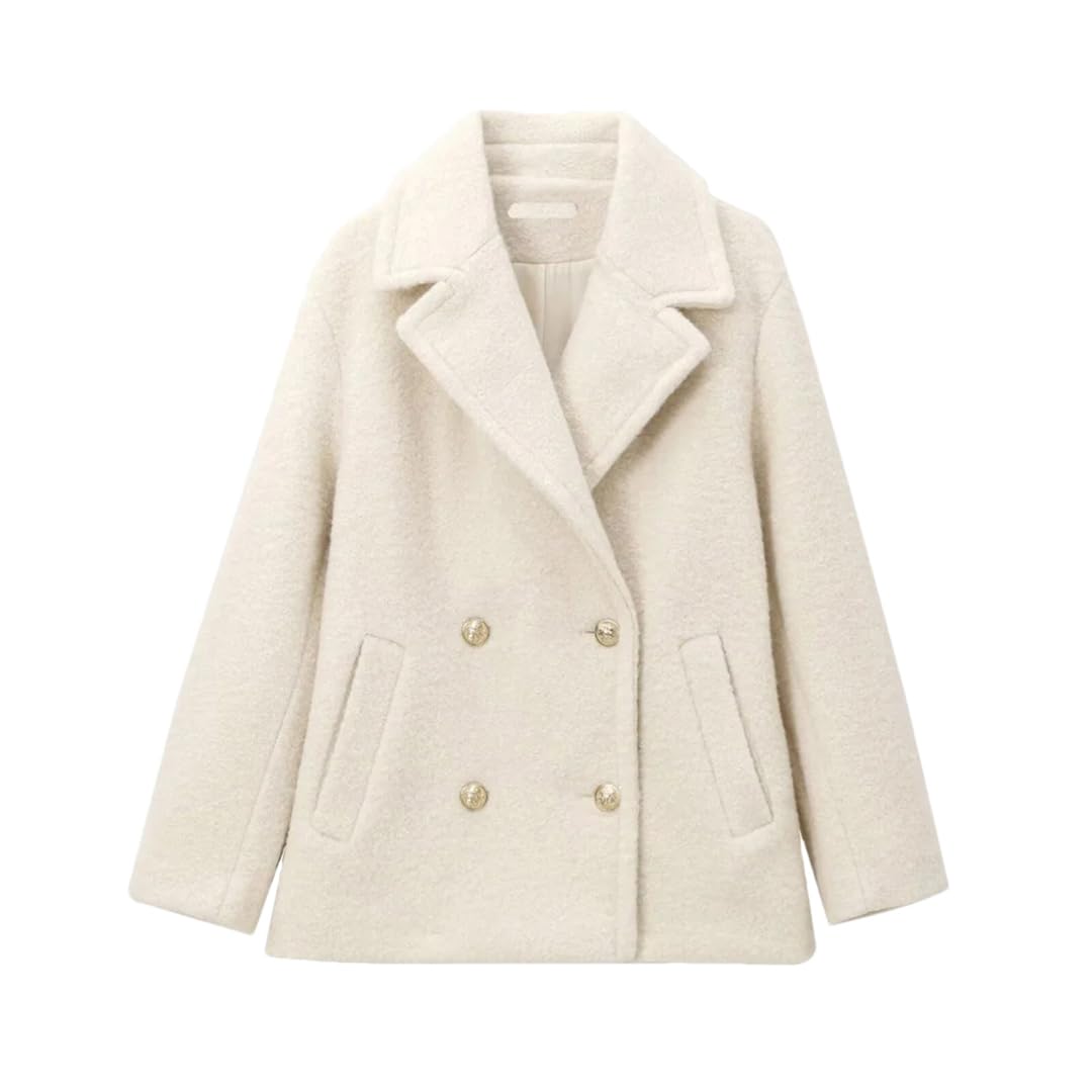 Womens Pearl Leather Double Breasted Coat