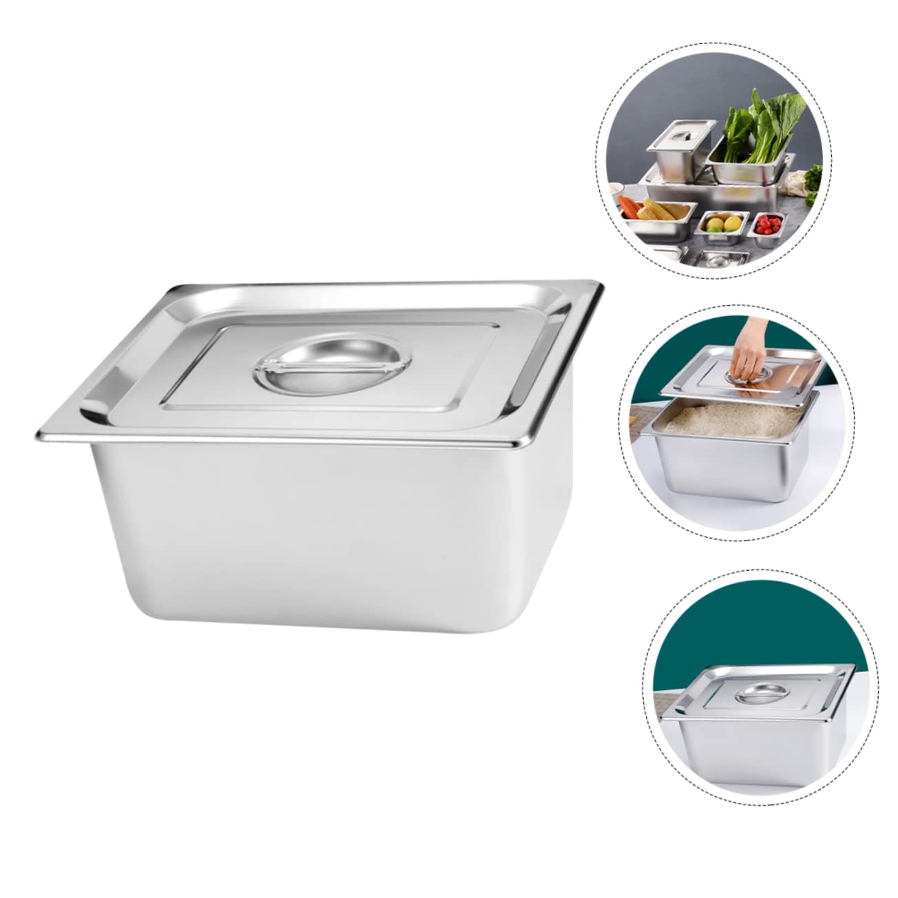 Mikinona Porta Cibo e Anti Macchie in Acciaio Inossidabile con Coperchio da Buffet e Angoli Arrotondati Design Semplice Facile da Pulire per Caffetterie e Pasticcerie