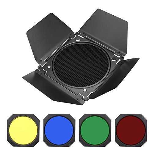 Aexit Set of Lighting fixtures and controls 4 Color Light Gel Filter Sheet + 18cm Dia Honeycomb Grid Baffle
