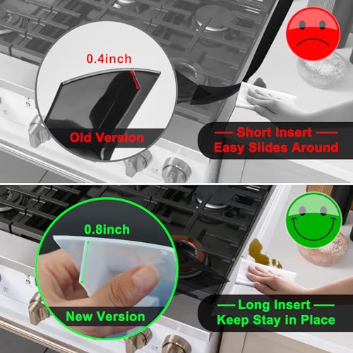 Image of Silicone Stove Counter Gap Cover - 25 Inches Oven Gap Filler 2 Pack Clear | Transparent stove gap covers gap guards range side oven counter gap filler seals spills between kitchen appliances, stovetop