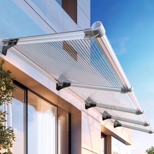 Marquesina para Puertas Transparente,Toldo Cubierta para Porche y Jardín Exterior,Cubierta de Policarbonato de 5mm,Marquesina Aluminio,para Exteriores,para Lluvia y Nieve (40x170cm/16 x67)