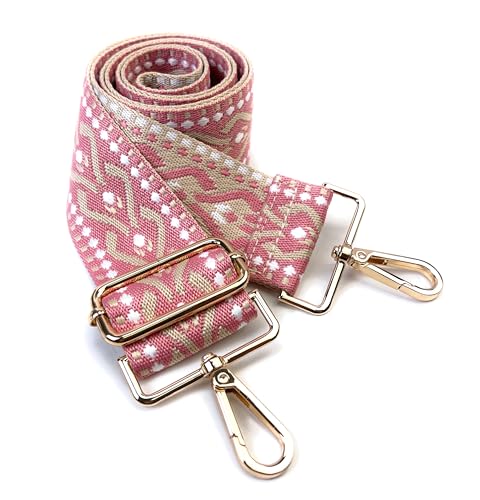 Image of Purse Strap Replacement for Crossbody Bags & Handbags | Premium Webbing with Light Gold Hardware Clip-On Installation Adjustable Length Comfortable Wide Guitar Style Strap