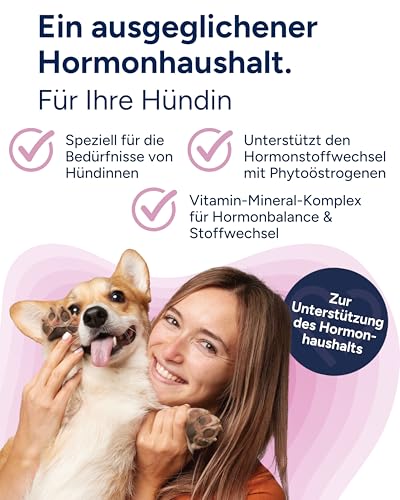 NutriLabs Östrofer Hormontabletten für Hündinnen 100 STK. - Gesundheitstabletten mit Rotkleesaat, Biotin etc. - Gesundheitsprodukte für Hunde - Nahrungsergänzungsmittel