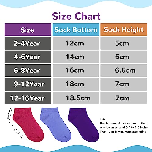BOOPH 25 Pack Kids Low Cut Ankle Socks Boys Girls Half Cushion Athletic Socks2