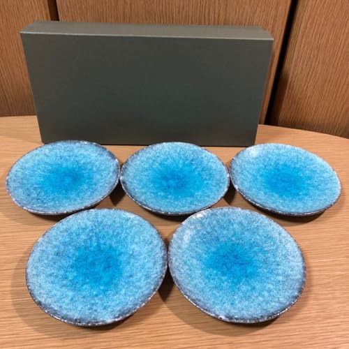 ▼ 美濃焼≪作山窯 銘々皿 5枚≫約13cm ブルーカイラギ 作山 SAKUZAN 小皿 取皿 皿 プレート