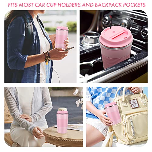 Image of Dycietx Travel Mug with Leakproof Lid,Insulated Reusable Coffee Mug for Hot&Cold Drinks /Tea,Portable Stainless Steel Thermal Takeaway Travel Coffee Cup for Car /Outdoor /Picnic /Office /School (Pink)