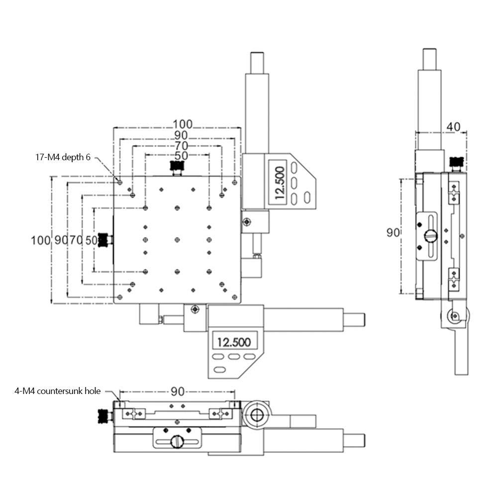 100x100mm XY Micrometer Stage SEMXY100-AS Digital Display Cross Roller Linear Stage Platform 0.002mm Precision