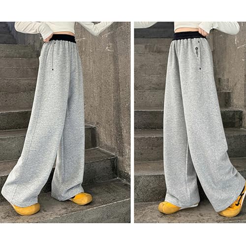 Girls Baggy Sweatpants Kids Oversized Straight Wide Leg Loose Sweat Pants Elastic High Waist Athletic Jogger Trousers2