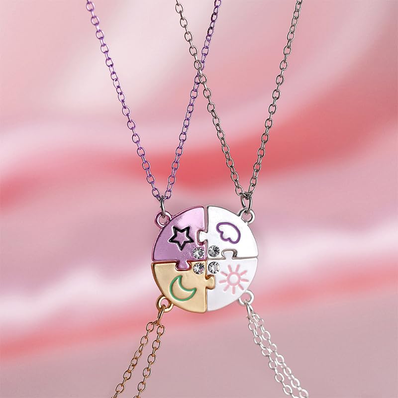 Best Friend Friendship Necklaces for 3 Sisters Birthday Gifts for Big Middle Little Sister Puzzle Necklace for 3 4 Friends 6