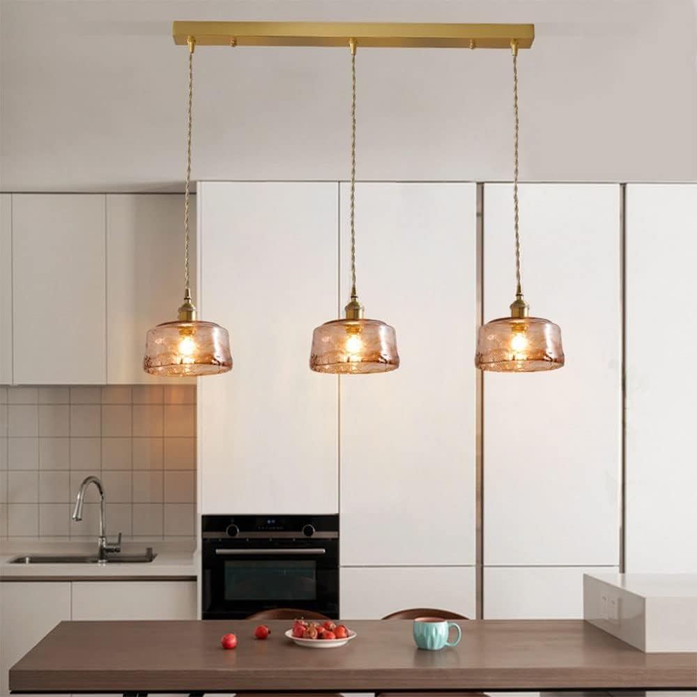 Japanese Vintage Amber Glass Chandelier, 1/3 Lights