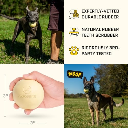 WoofBite Indestructible Dog Ball, Durable Chew Toy for Aggressive Chewers, 3" - image 4