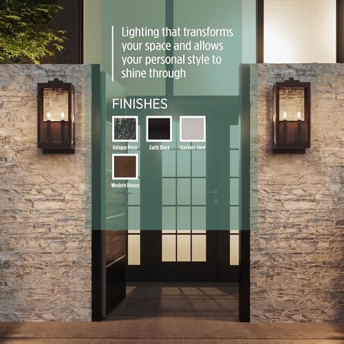 Image of Quoizel Westover 22.75 inch Outdoor Wall Lantern, Western Bronze | 2-Light, Clear Beveled Glass, E12 Base, ETL Damp Rated