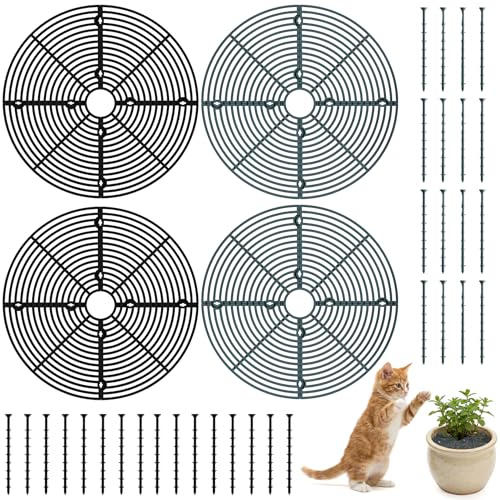 Spetsbst 4 Stück Blumentopfgitter 30cm, Pflanzenschutz Katze PP-Material Blumentopf Abdeckung für Pflanzen, Blumentopf Gitter mit verlängertem...