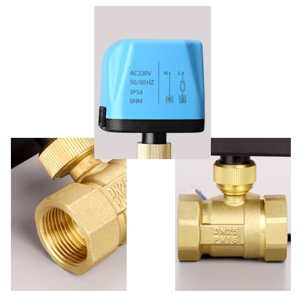 Valvola a sfera motorizzata AC220V, 2 fili, configurazione di ritorno automatico 1/2" DN15 in ottone valvola a sfera elettrica (normalmente aperta)
