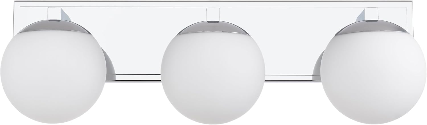 Chrome Bathroom Vanity Light Fixtures, 3-Light Globe Bathroom Vanity Light Fixtures Over Mirror, Modern Wall Lights for Living Room, Long Backplate, Standard E26 Base, Chrome