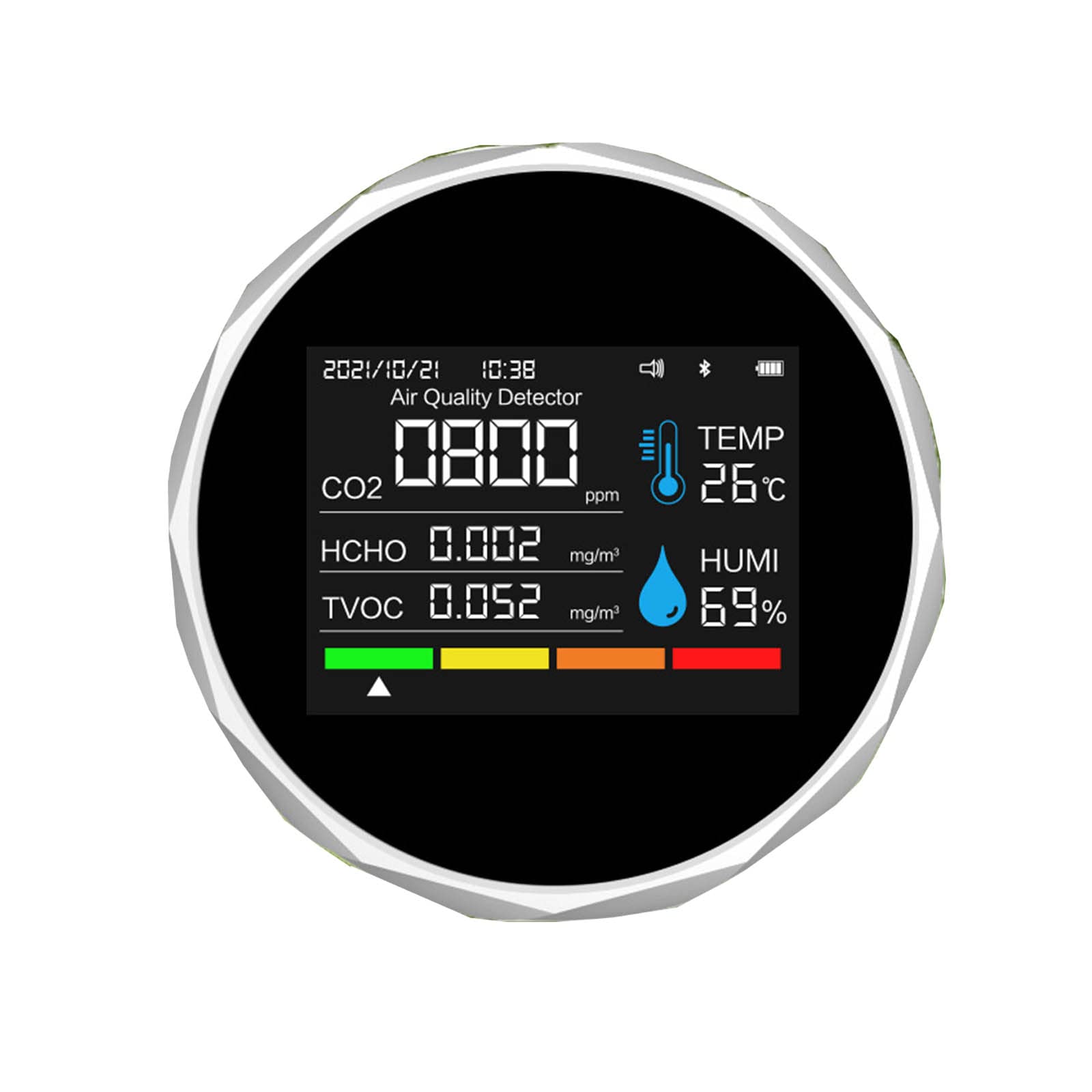 Indoor Pollution Meter Air Monitor with Date for Time Display Carbon Dioxide Detector Formaldehyde TVOC Hcho Tvoc Monitor