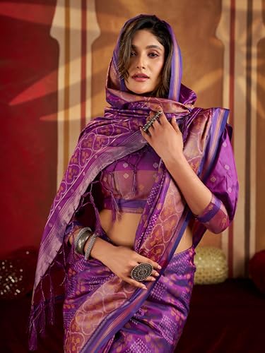 Image of MADHUHANSH Women's Cotton Silk Saree with Unstitched Blouse Piece Zari Weave and Floral Pattern | Heavy Embroidery Saree for Women | Interview Saree for Women | Readymade Blouse with Saree Set