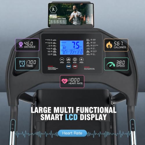 Image of ANCHEER Heavy Duty Folding Treadmill with Incline, 4.5HP Quiet Running Machine with 400 LB Capacity, Shock Absorbing Treadmill for Home Gym with LED Display, Heart Rate Monitor & Tablet Holder