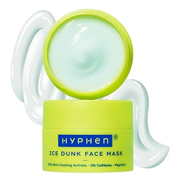 Hyphen Ice Dunk Instant Cooling Face Mask with 31% Skin Cooling Actives | 3% Caffeine - Instant Depuff, Tightening & Pore Reduction | Collagen Boost Cryo Therapy Face Pack For Glowing Skin - 50 gm - image, photos