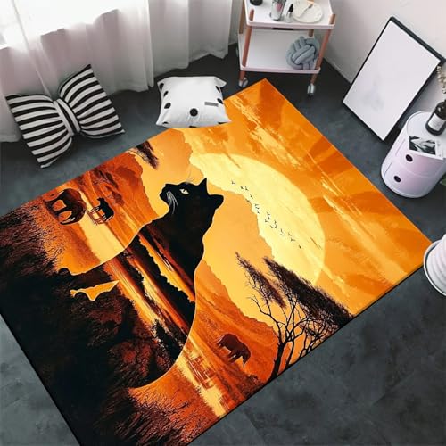 Tapis de sol de canapé antidérapant 160x230 cm imprimé chat 3D lavable