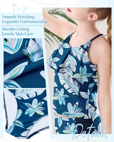 Image of Century Star Girls Flounce Tankini 2 Piece Bathing Suit | Cute swimwear set with a stylish flounce top,Comfortable fit, perfect for girls' summer beach vacations