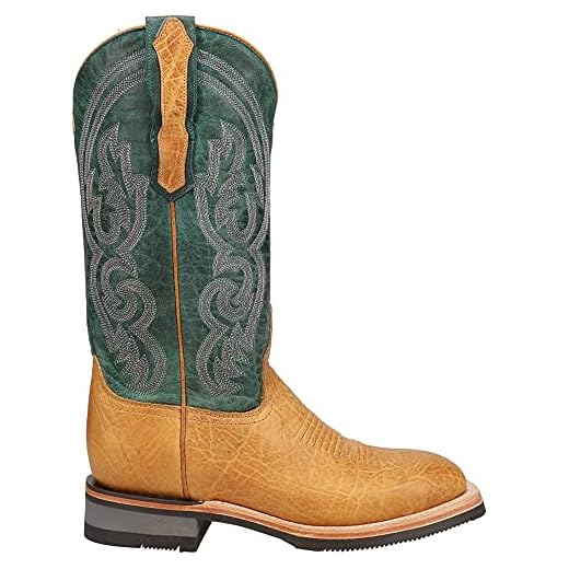 Lucchese Womens Ruth Square Toe Boots Mid Calf Low Heel 1-2" - Green - Size 9 B