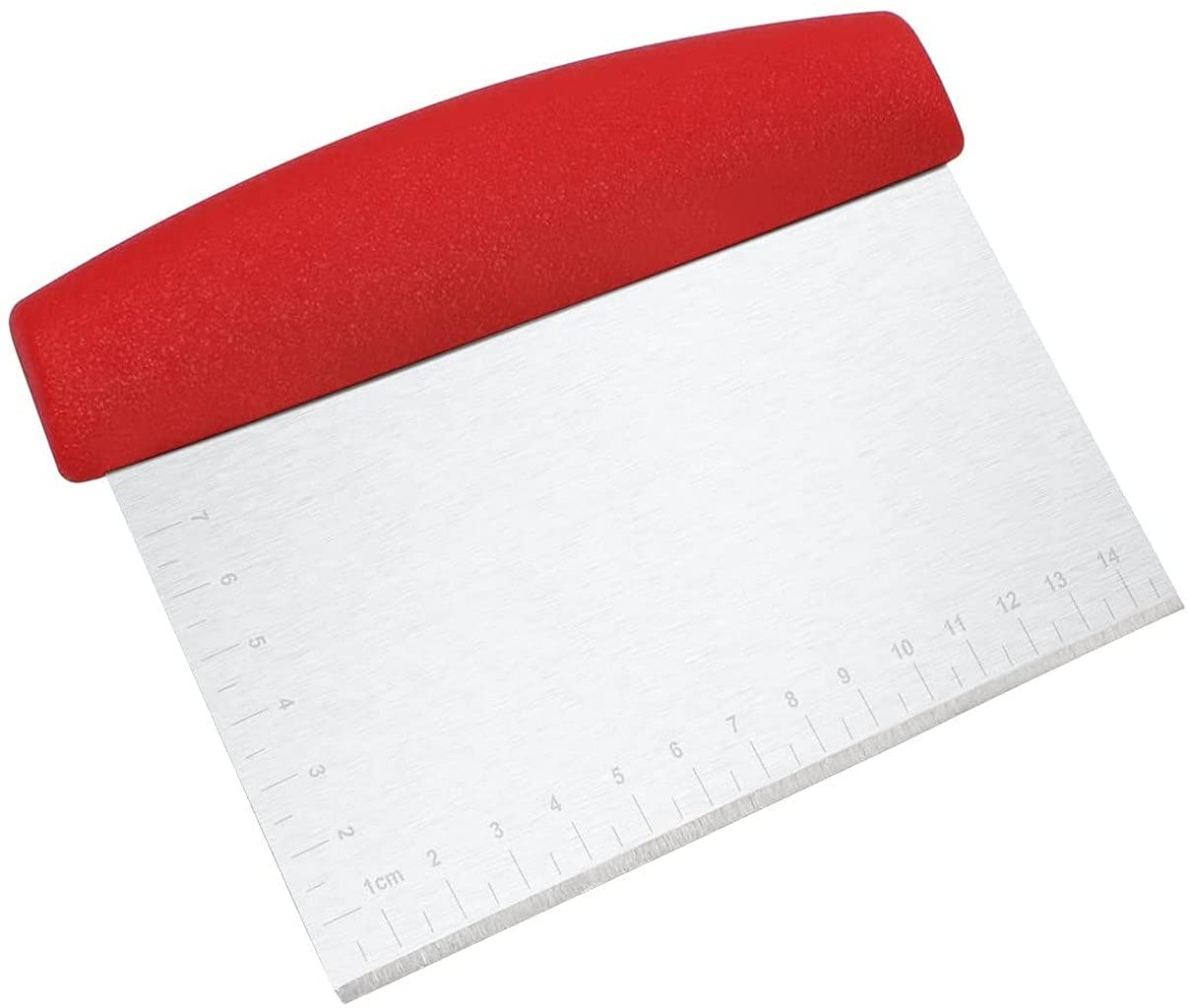 HomeAra Pro-Edge Dough Scraper, Stainless Steel Pastry Cutter with Measurement Scale, Red Bench Scraper for Baking, Bread, and Pizza (1 Pc, Red)