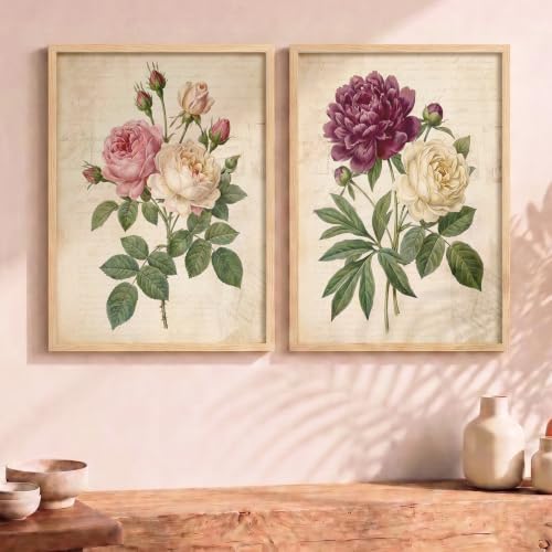 Image of YANVEER Botanical Wall Art Painting | Wall Frames For Home Decor Office Living Room | Poster With Frame Wall Decoration Painting | Premium Art Framed Wall Painting For Home Decor | Set of 2 (13X17 inch)