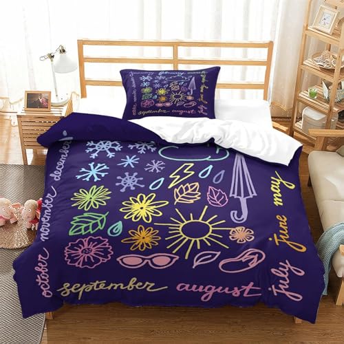 Housse de couette microfibre à fermeture éclair lit simple néon - 3