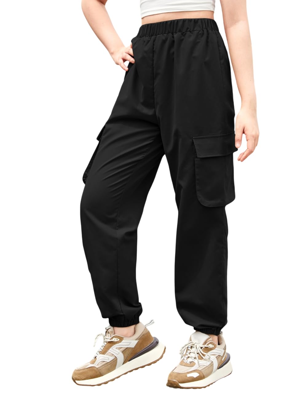 Straight fit Cargo Trackpants for Women/Trending Sporty Style, Relaxed Casual Jogger for Women-image-34
