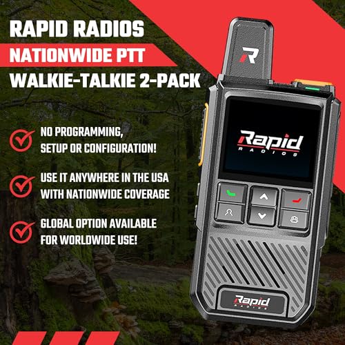 Nationwide LTE Walkie-Talkie: Two-Way Radio with Unlimited Range POC by Rapid Radios - Includes 1 Year of Service FREE 3 Nationwide LTE Walkie-Talkie