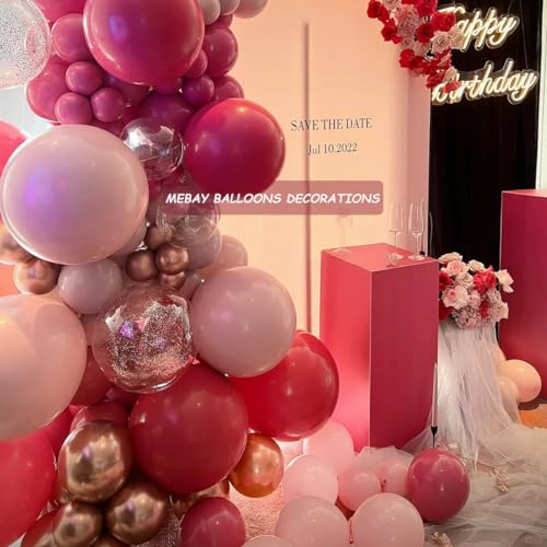 Image of MEBAY Hot Pink Black Rose Gold Balloon Arch Garland Kit, 146 Pcs Rose Red Tender Pink Black Confetti Rose Gold Balloons for Graduation Birthday Party Baby Shower Wedding Decorations