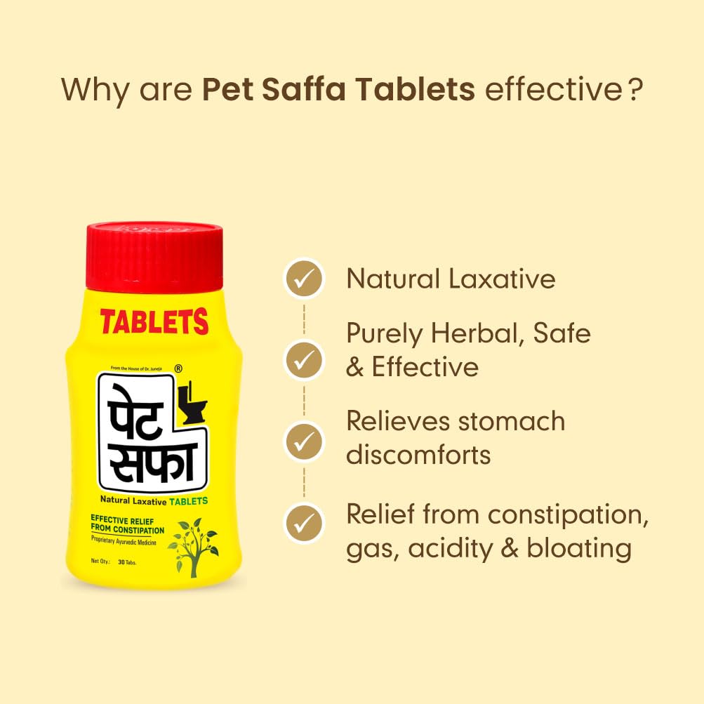 Pet Saffa Tablets | Natural Laxative | Constipation Relief | Relief from disgetive problems like Acidity, Gas & Bloating - 30 Unit (Pack of 3) 3