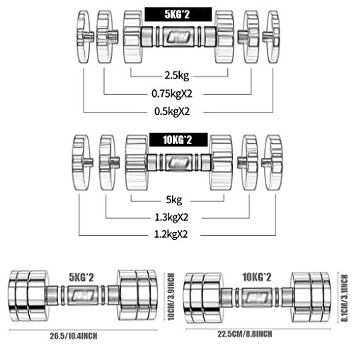 Dumbbells Gewichten Dumbbells, Verstelbare En Demonteerbare Gewichtsset Van Puur Staal, De Dames Oefenen Het… - Afbeelding 8