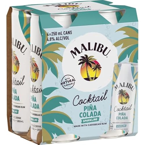 Malibu RTD Pina Colada Flavour Liqueur 250mL (Pack of 4)