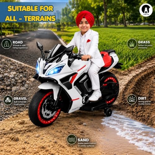 Image of LITTLE PUP Yamaha R9 Battery Operated Bike for Kids | Electric Bike for Child | LED Light & Music | Baby Ride on Toy Rechargeable Battery | for Kids to Drive 2 to 10 Years Boys and Girls