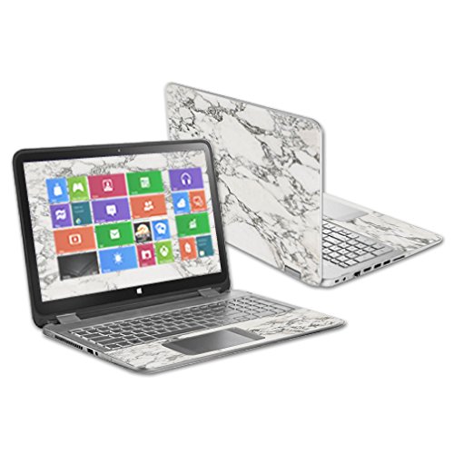 Mightyskins Skin Compatible with Hp Envy X360 15.6" - White Marble | Protective