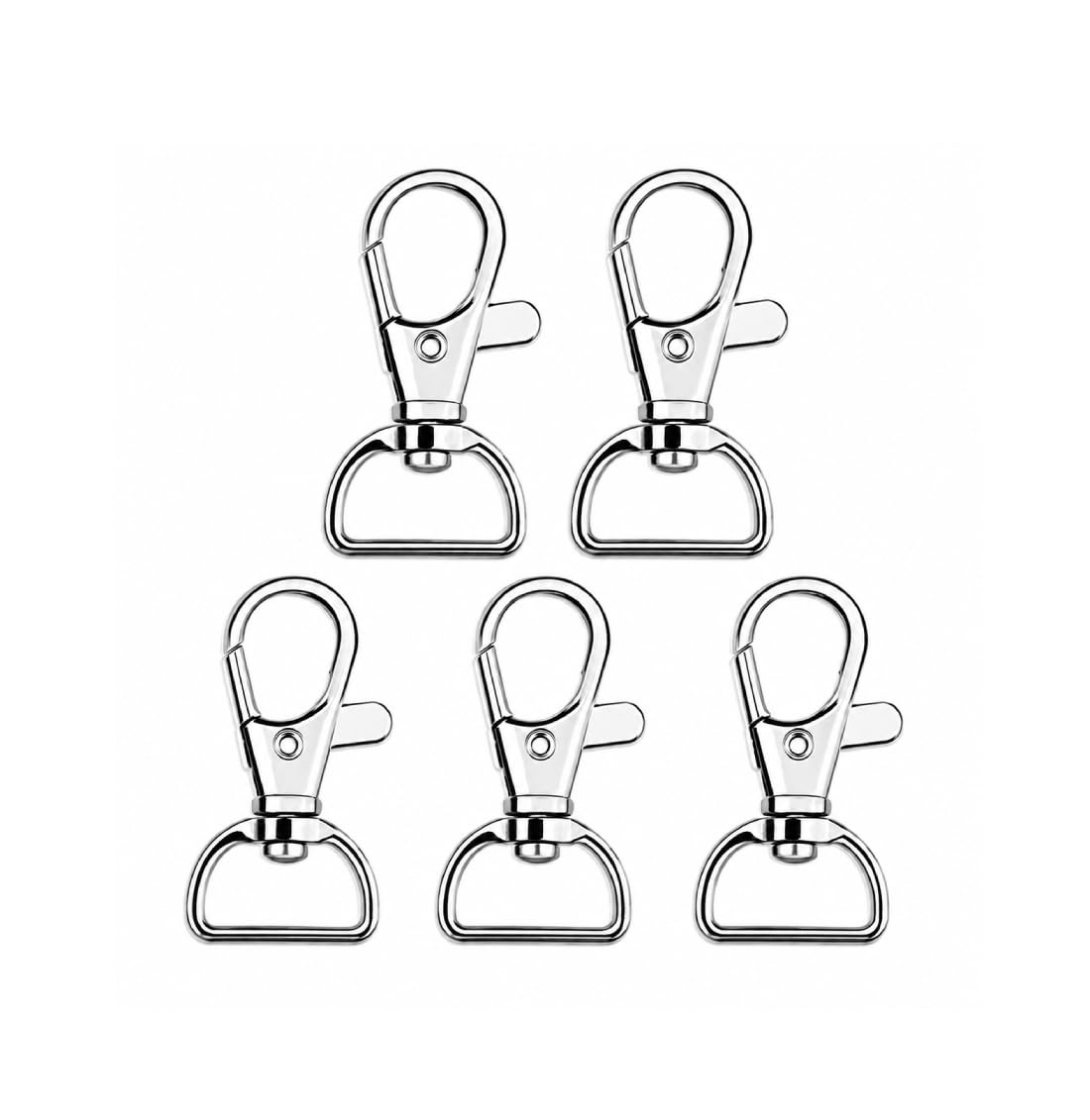 Premium Metal Lobster Claw Clasps | D Ring - 360 Swivel Clips Trigger Snap Hooks Lanyard Keychain Bag Strap, ID Card & DIY Crafts - Pack of (Silver, 1 inch - Pack of 5)-image-9