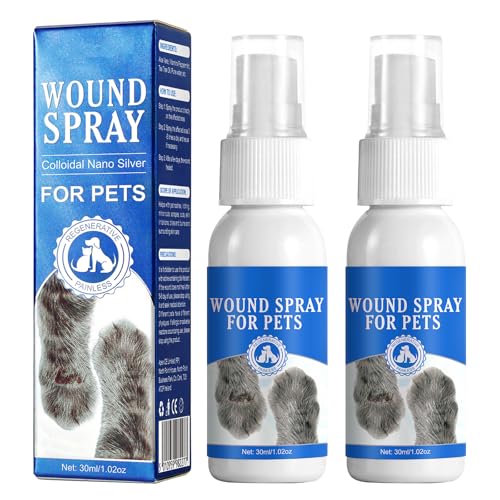 GNAUMORE Protección de Heridas Picazón Perro Gato,Cuidado de Heridas y Piel para Perros y Gatos,Spray de Limpieza para Mascotas de Cicatrizante,para Limpieza y Cuidad,30ml,2PC