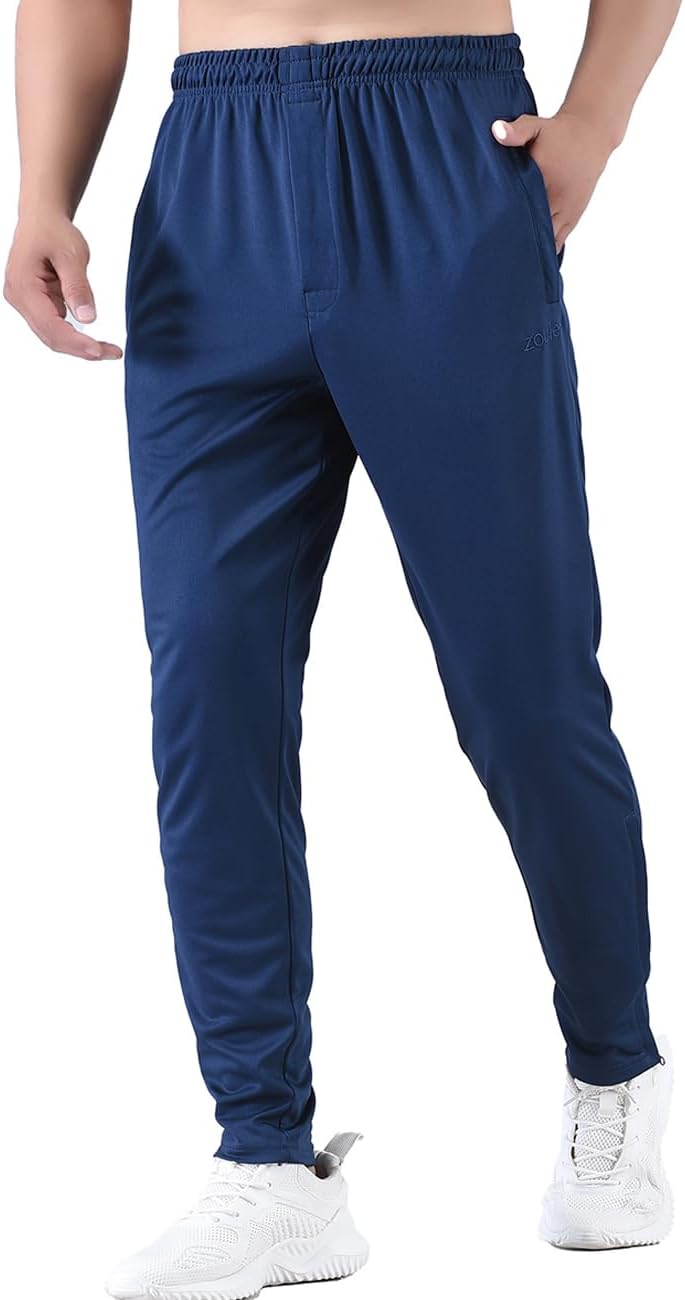 Zoulee Men's Active Athletic Workout Track Pants Jogger Sweatpants for Men with Zipper Fly and Pockets Fit Football Pants - Image 3