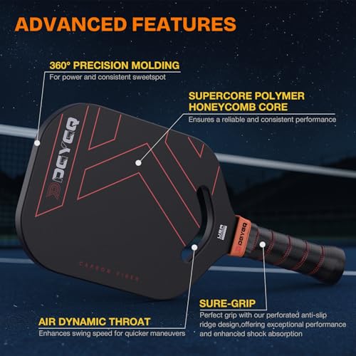 Image of DGYGQ Pickleball Paddles with Polypropylene Honeycomb Core, T700SC Power Carbon Fiber Pickleball Paddle, Increased Power for Ultimate Spin & Consistency