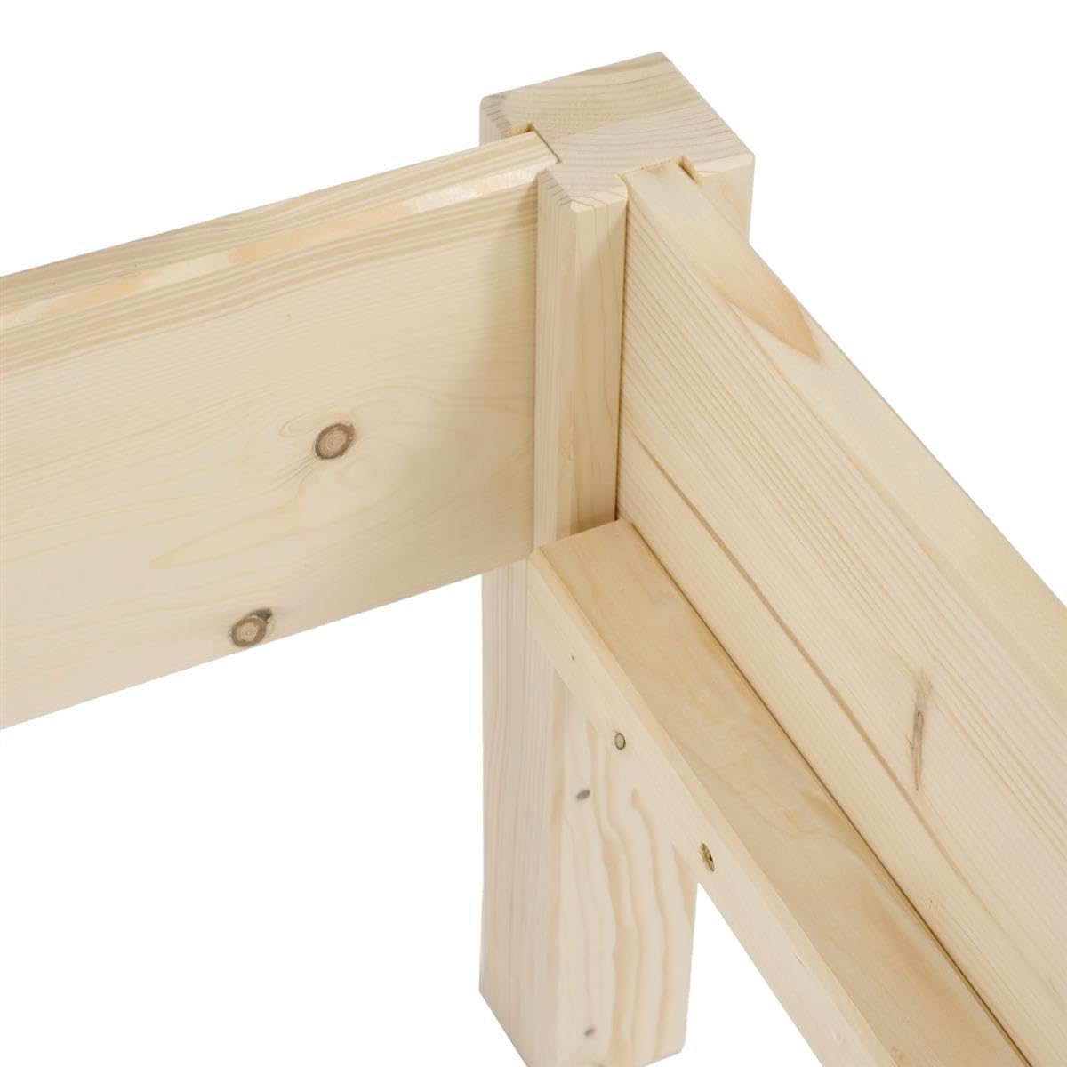 TUGA - Holztech Naturprodukt MASSIVHOLZBETT DAYBETT MASSIV Holz Bett HOLZBETT FSC 300Kg 100 x 220cm unbehandelt EXTRA HÖHE 58cm