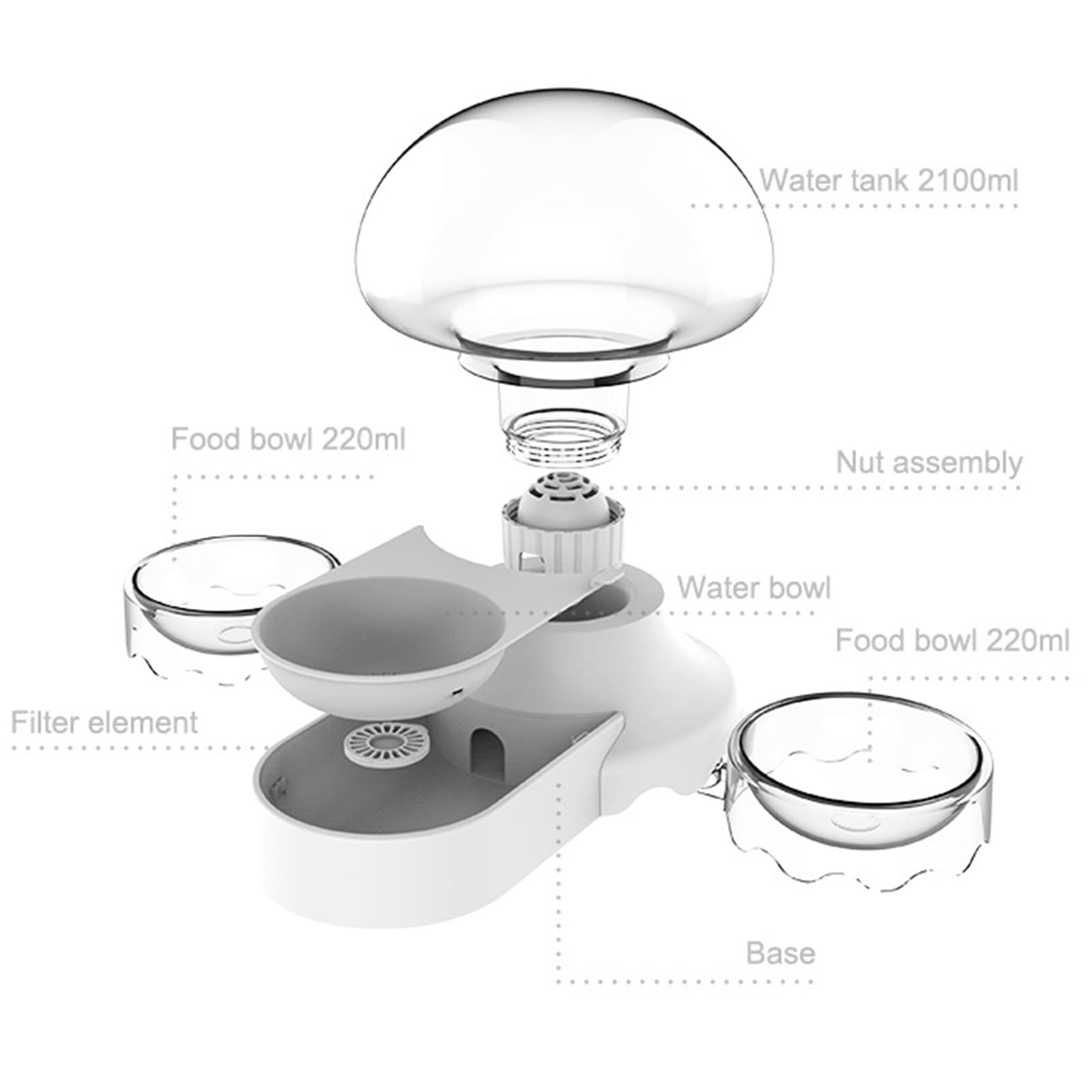Fuente de agua para gatos, silenciosa, 2100 ml, dispensador automático de agua para mascotas, dispensador de agua para perros y mascotas, dispensador automático de agua para mascotas pequeñas,