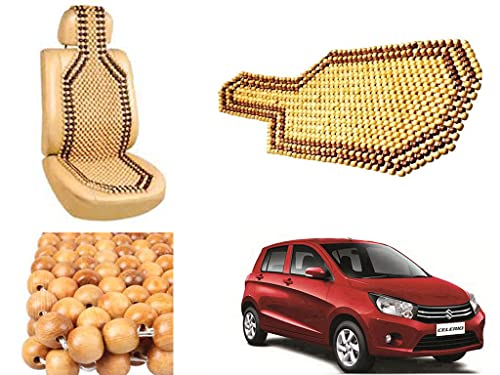 Image of Car Bead Seat Wooden Beads Cushion Cover Pad for Maruti Suzuki Celerio, Acupressure Sitting Seat Cover | Cream Color - Pack of 1