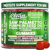 AndroFlow Saw Palmetto and Pumpkin Seed Oil Prostate Health Supplements for Men Pygeum Beta Sitosterol Lycopene Boron Zinc Selenium DIM Stinging Nettle Vitamin D, 60 Gummy Supplements by Clean Nutra