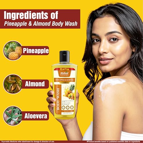 Image of Multani Naturals Pineapple & Almond Body Wash | Refreshing Herbal Body Cleanser for Men & Women | Nourishing, Paraben & Sulphate Free | Suitable for All Skin Types (270ml)