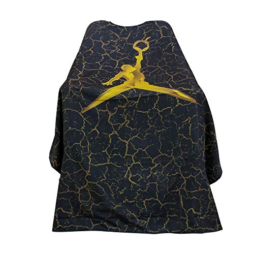 BARBER PRO Barber Cape, Hair Cutting Cape with Snap Closure, Professional Salon Polyester Cape, Barber Hairdressing Cape - Waterproof Adjustable Snap for Hairstylists, 50 x 60 inches (Gold)
